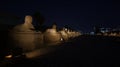 Avenue of the Sphinxes at Night Royalty Free Stock Photo