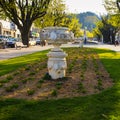 Avenue Visconde Guedes Teixeira with sculptures Lamego Portugal Royalty Free Stock Photo