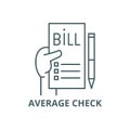 Average check line icon, vector. Average check outline sign, concept symbol, flat illustration Royalty Free Stock Photo