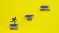 Average, Good and Excellent are shown using the text as steps to success Royalty Free Stock Photo