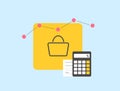 Average Order Value - e-commerce metric concept. AOV metrics graph, average transaction amount spent by customers per