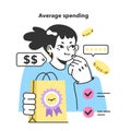 Average spending consumer behavior. Mind psychology, decision