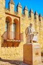 Averroes Ibn Rushd monument at the fortress wall, on Sep 30, 2019 in Cordoba, Spain Royalty Free Stock Photo