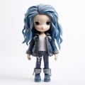 Avery: Manga Style Blue Haired Doll With Jeans And Black Boots