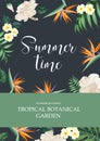Avesome design for you personal cover with text Summer time. Floral frame design with text tempate. Tropical theme for
