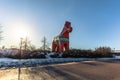 Avesta - March 29, 2018: The traditional Dalarna horse in Avesta, Sweden