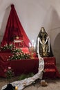 AVETRANA, ITALY - APRIL 19, 2019 - Exhibition of religious art during Holy Week. The Virgin Maria Our Lady of Sorrows or Mater