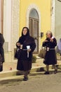 AVETRANA, ITALY - APRIL 19, 2019 - Holy Week Rites, Procession of Mysteries in Puglia, the procession during the Easter rites on