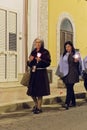 AVETRANA, ITALY - APRIL 19, 2019 - Holy Week Rites, Procession of Mysteries in Puglia, the procession during the Easter rites on