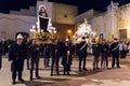 AVETRANA, ITALY - APRIL 19, 2019 - The Virgin Maria Our Lady of Sorrows is carried in procession during the Easter rites in Puglia