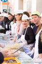 AVETRANA, ITALY - MARCH, 19, 2018. Italian Easter tradition from Salento: Tria di St. Giuseppe, the distribution of food to people