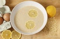 Avgolemono egg and lemon soup