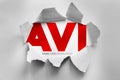AVI Audio Video Interleaved text shown through torn paper background, multimedia technology concept representing digital container Royalty Free Stock Photo