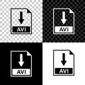 AVI file document icon. Download AVI button icon isolated on black, white and transparent background. Vector Royalty Free Stock Photo