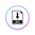 AVI file document icon. Download AVI button icon isolated on white background. Circle white button Royalty Free Stock Photo