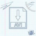 AVI file document icon. Download AVI button line sketch icon isolated on white background. Vector Illustration. Royalty Free Stock Photo