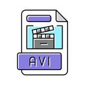 avi file format document color icon vector illustration Royalty Free Stock Photo