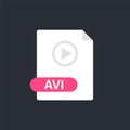 Avi file icon. Audio Video Interleave format file. Play icon. Vector