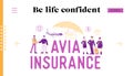 Avia Insurance Landing Page Template. Security and Money Compensation. Agent Shaking Hand to Client, Pilot