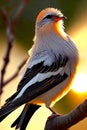 Avian Elegance. Bird perched on a branch against the setting sun