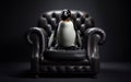 Avian Elegance Penguin Perched on a Luxury Armchair. Generative AI