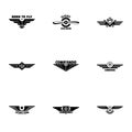 Avian emblem icons set, simple style Royalty Free Stock Photo