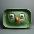 Humorous Animal Scenes: Green Tray With Two Eyes - Rendered In Cinema4d