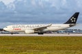 Avianca Airbus A330-200 airplane Miami Airport in Florida Star Alliance special livery Royalty Free Stock Photo