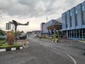 aviation academy building, airport front yard, with airplane miniatures