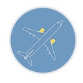Aviation airplane outline sticker button, vector illustration