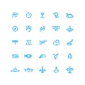 Aviation and airport line vector icons set