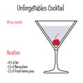 Aviation alcoholic cocktail vector illustration recipe isolated