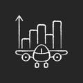 Aviation analytics chalk white icon on black background
