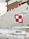 White and red checkerboard marking the nationality of the aircraft