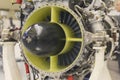 Aviation engine on the stand close up