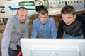 aviation engineers team on computer