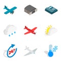 Aviation equipment icons set, isometric style Royalty Free Stock Photo