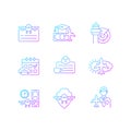 Aviation gradient linear vector icons set Royalty Free Stock Photo