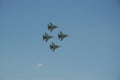 Aviation group `Russian knights` show aerobatics on SU-27 at the air show