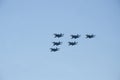 Aviation group `Russian knights` show aerobatics on SU-27 at the air show