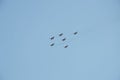 Aviation group `Swifts` on the MiG-29 demonstrates aerobatics at an Airshow Royalty Free Stock Photo