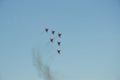 Aviation group `Swifts` on the MiG-29 demonstrates aerobatics at an Airshow Royalty Free Stock Photo
