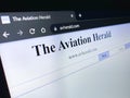 The Aviation Herald web page on a computer screen Royalty Free Stock Photo