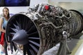 Aviation high-temperature turbojet dual-circuit engine AL-41F-1S at the International Aviation and Space Salon (MAKS) in