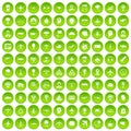 100 aviation icons set green circle