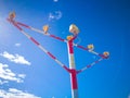 Aviation light signals at the runway landing zone of Airport isolated on blue sky background. Royalty Free Stock Photo