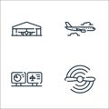 aviation line icons. linear set. quality vector line set such as engine, monitors, plane