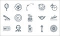 aviation line icons. linear set. quality vector line set such as engine, passport, flight, control tower, pilot, ladder, aviation