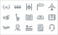 aviation line icons. linear set. quality vector line set such as headphones, airport, plane, flight, steward, helicopter, pilot,