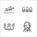 aviation line icons. linear set. quality vector line set such as pilot, steering wheel, airport